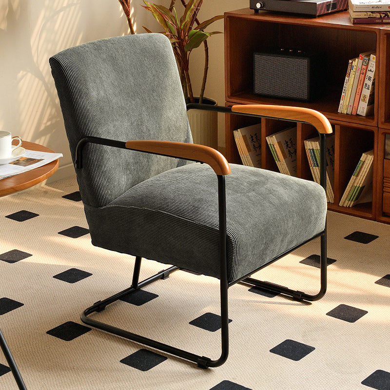 Contemporary Nordic Rectangular Iron Fabric Chair Backrest Armrest For Living Room