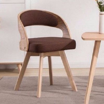 Contemporary Nordic Fabric Upholstered Wood Splayed Legs Dining Chair Curved Back For Dining Room