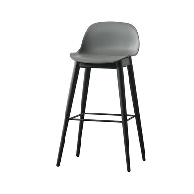 Contemporary Simplicity Square Plastic Wood Bar Stool Low Back Footrest For Dining Room