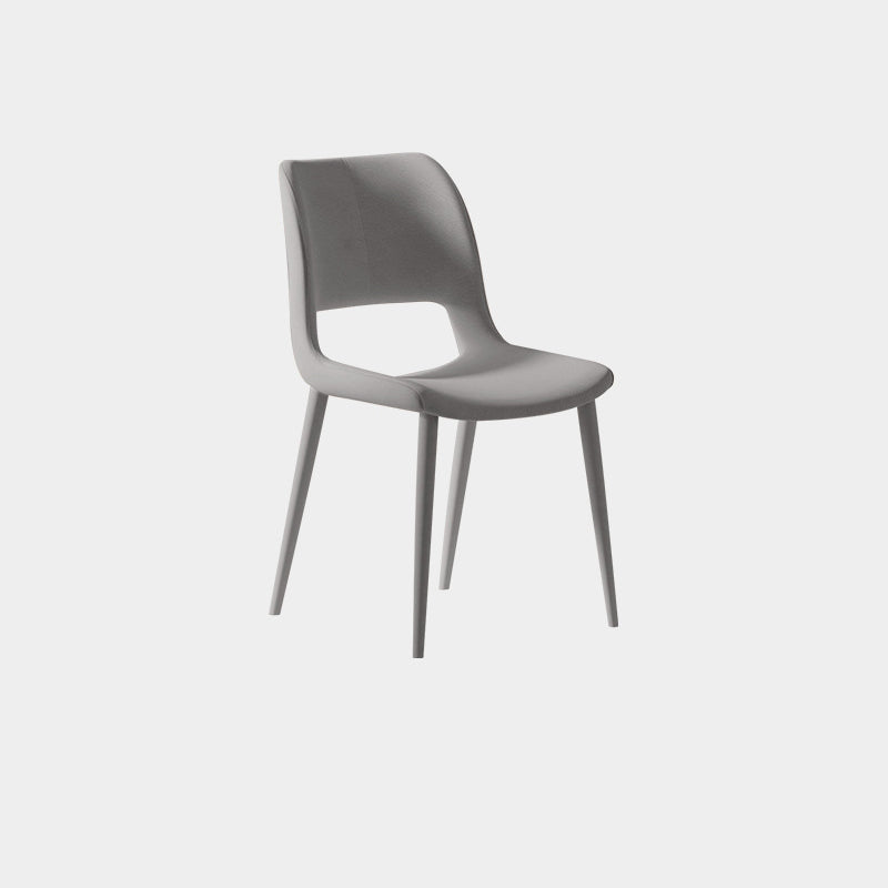 Modern Minimalist Square Surface Cat Scratch Leather Carbon Steel Dining Chair Backrest For Dining Room