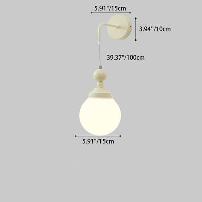 Contemporary Scandinavian Round Gourd Iron Glass 1-Light Wall Sconce Lamp For Bedroom