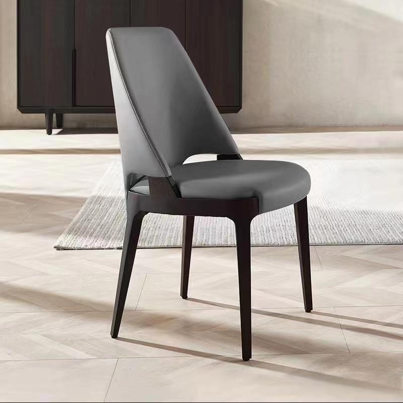 Contemporary Luxury Square Microfiber Leather Upholstered Dining Chair Backrest For Dining Room