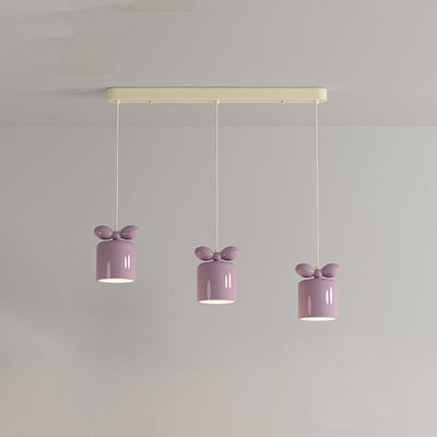 Modern Simplicity Cylinder Bow Metal Resin 1/3/5 Light Pendant Light For Bedroom