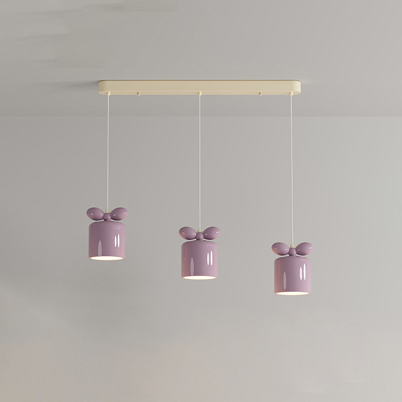 Modern Simplicity Cylinder Bow Metal Resin 1/3/5 Light Pendant Light For Bedroom