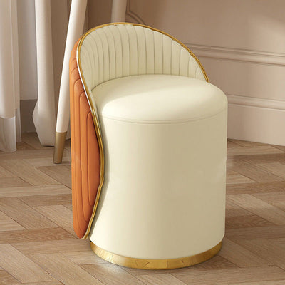 Modern Minimalist Cylinder Iron Leather Vanity Stool Backrest For Bedroom