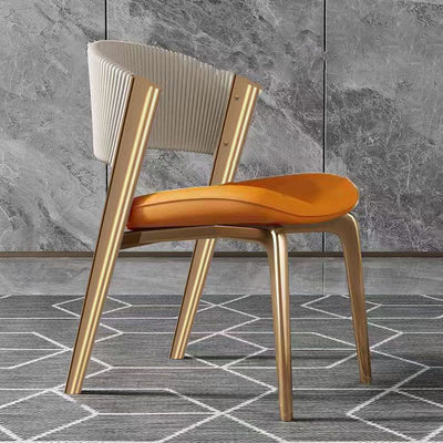 Modern Luxury Square Leather Stainless Steel Foam Dining Chair Four Legs Backrest For Dining Room