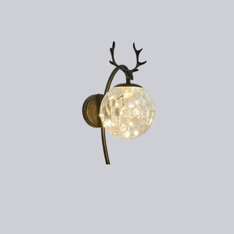 Nordic Light Luxury Iron Antler Global Glass 1-Light Wall Sconce Lamp