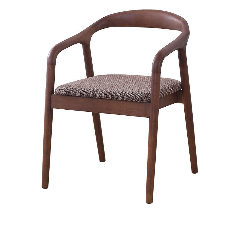 Modern Minimalist Arched Curve Frame Solid Wood Linen Dining Chair Backrest Armrest For Dining Room