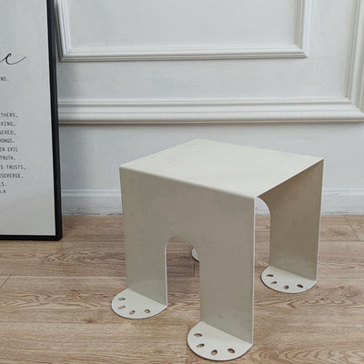 Modern Minimalist Square Table Top Cold Rolled Plate Side Table 4-Leg For Living Room