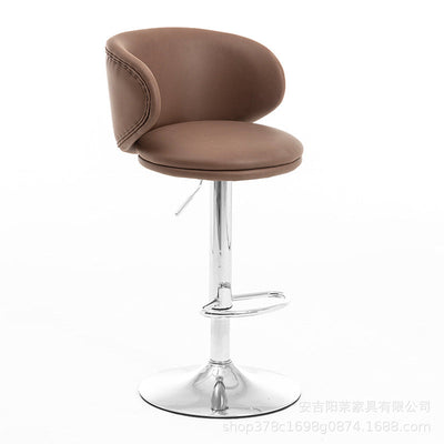 Modern Minimalist Round Fabric Stainless Steel Bar Stool Backrest For Dining Room