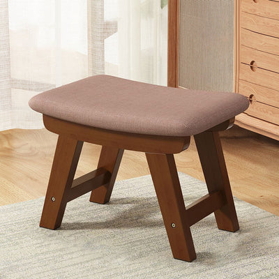 Modern Minimalist Square Cushion Solid Wood Cotton Linen Shoe Bench Low Stool For Living Room