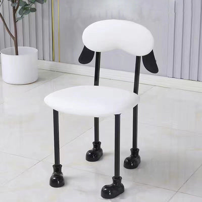 Contemporary Creative Puppy Shape Velvet Upholstered Stainless Steel Frame Chair Open Back Armless For Living Room