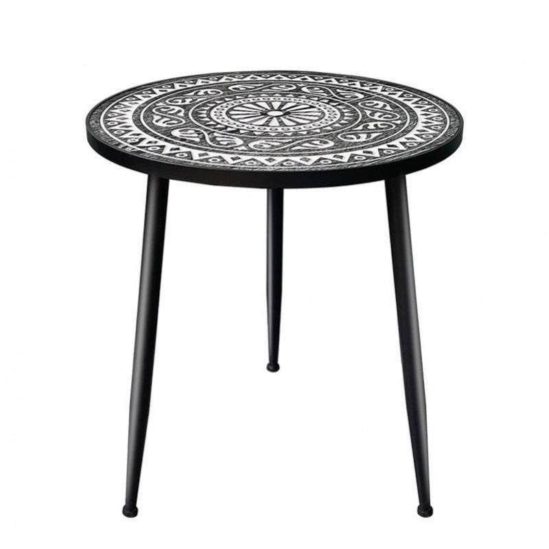 Contemporary Simplicity Pattern Wood Iron Round Coffee Table For Living Room