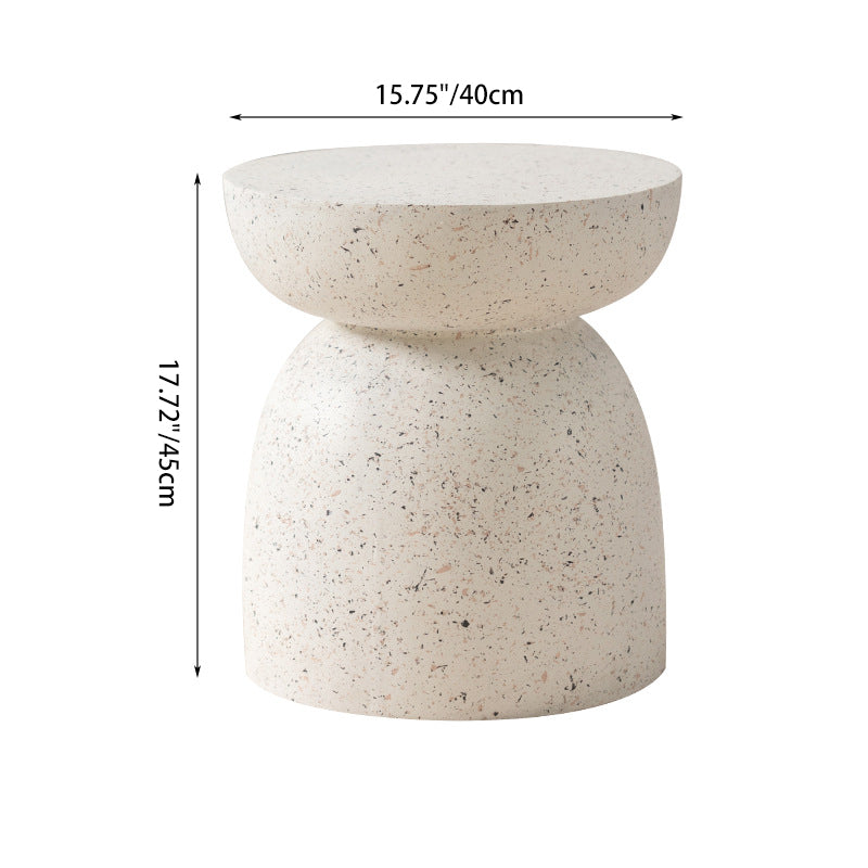 Contemporary Nordic Round Cylinder Magnesium Oxide End Table For Bedroom