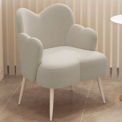 Modern Minimalist Cream Curve Lambswool Metal Vanity Stool Backrest Arm For Bedroom