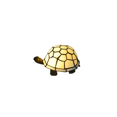 Contemporary Creative Alloy Glass Turtle 1-Light Table Lamp For Bedroom