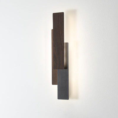 Contemporary Simplicity Imitation Wood Grain Texture Geometric Iron Rectangular LED Wall Sconce Lamp For Living Room