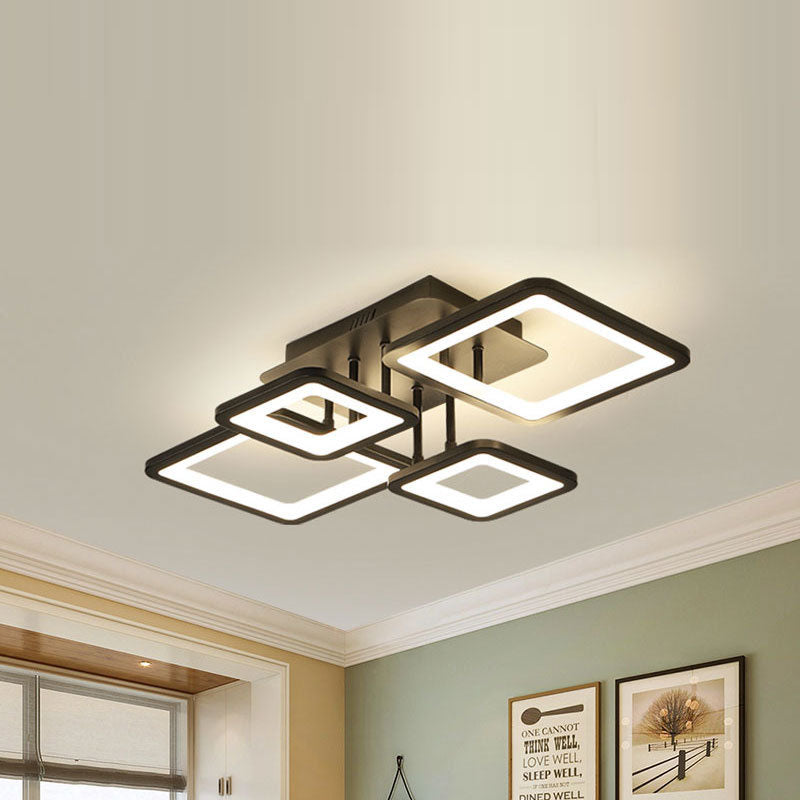 Modern Minimalist Combination Square Hardware Acrylic LED Semi-Flush Mount Ceiling Light For Living Room