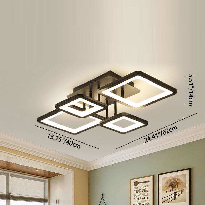 Modern Minimalist Combination Square Hardware Acrylic LED Semi-Flush Mount Ceiling Light For Living Room