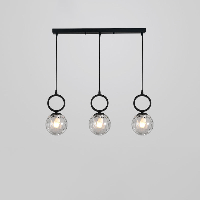 Contemporary Nordic Glass Iron Ball Ring 3-Light Island Light Chandeliers For Dining Room