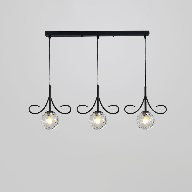 Contemporary Nordic Ball Beard Iron Glass 3 Light Chandeliers Island Light For Dining Room