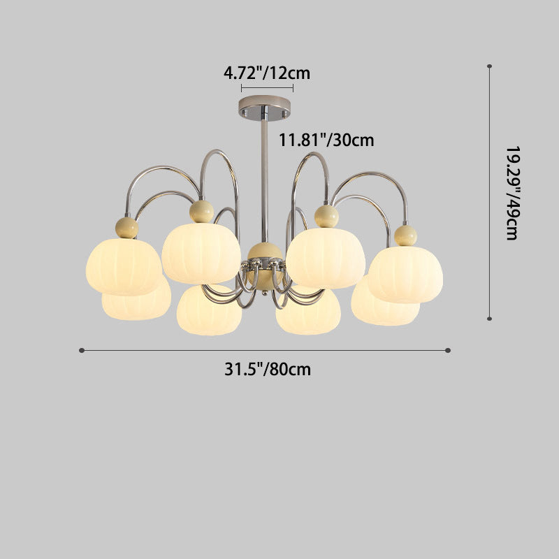 Modern Minimalist Pumpkin Branch Orb Iron PE 8-Light Chandelier For Bedroom