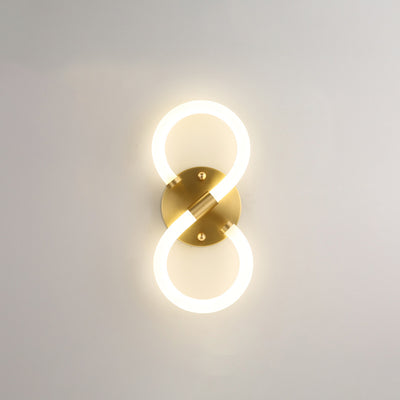 Contemporary Creative Brass Acrylic Round Oval Figure Six Eight Letter LED Wall Sconce Lamp For Hallway