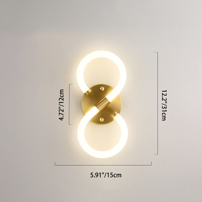 Contemporary Creative Brass Acrylic Round Oval Figure Six Eight Letter LED Wall Sconce Lamp For Hallway