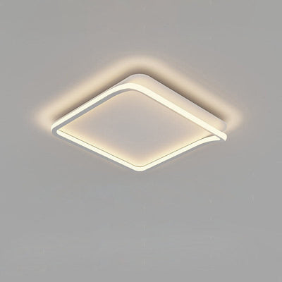 Modern Minimalist Square Rectangular Wavy Acrylic Iron LED Flush Mount Ceiling Light For Bedroom