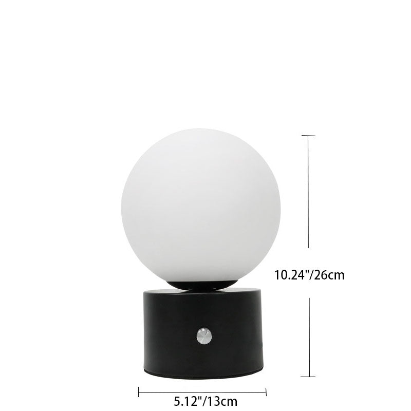 Lampe de table à 1 lumière en verre de fer orb rond de simplicité moderne pour chambre à coucher 