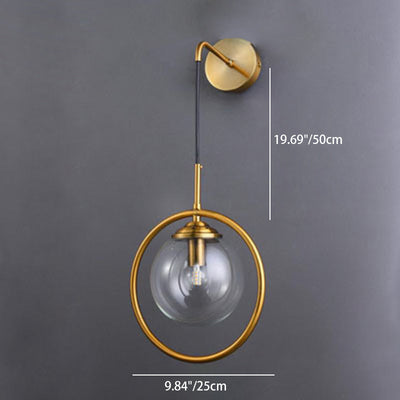 Contemporary Creative Round Iron Glass 1-Light Wall Sconce Lamp For Living Room