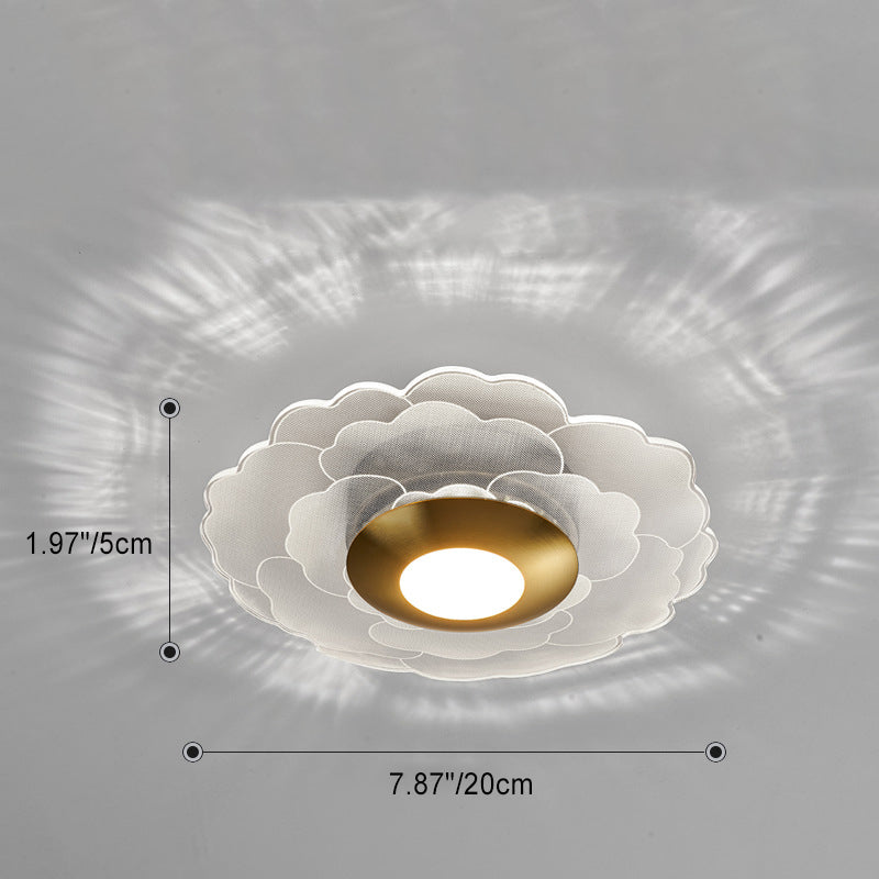 Modern Minimalist Round Flower Square Acrylic Metal LED Semi-Flush Mount Ceiling Light For Bedroom