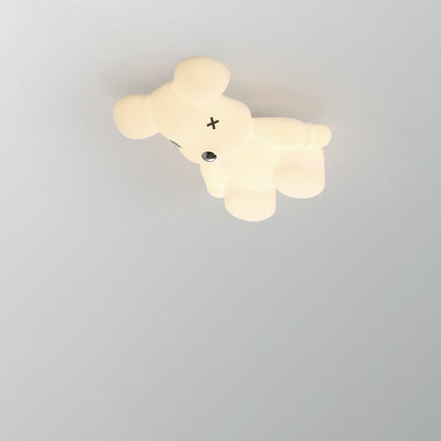 Contemporary Creative Cartoon Animal Bear Acrylic Shape Iron LED Kids Flush Mount Ceiling Light For Bedroom