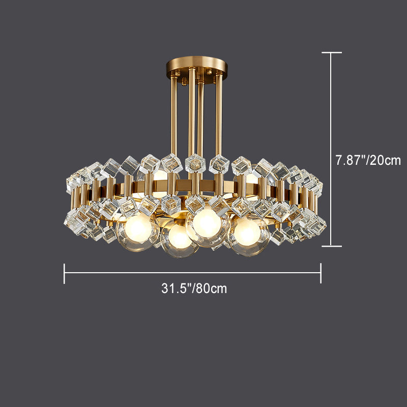 Modern Luxury Gold Finish Frame Colorful Glass Shade 6/8/10-Light Chandelier For Living Room