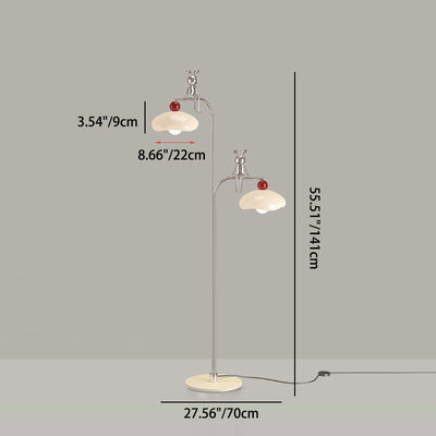 Modern Minimalist Round Spherical Iron Glass 2-Light Standing Floor Lamp For Living Room