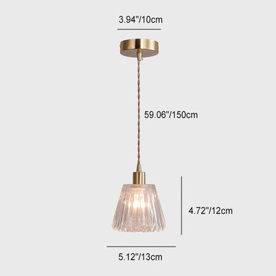 Contemporary Luxury Antique Brass Flower Glass Design 1-Light Pendant Light For Living Room