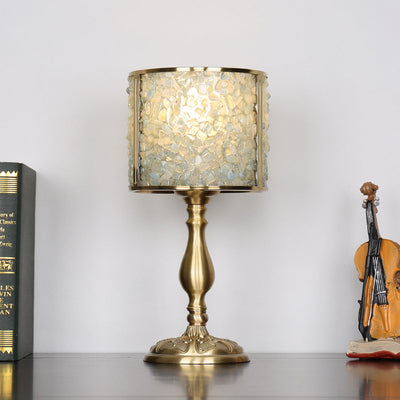 Modern Transitional Crystal Stone Shade Full Copper Base 1-Light Table Lamp For Study