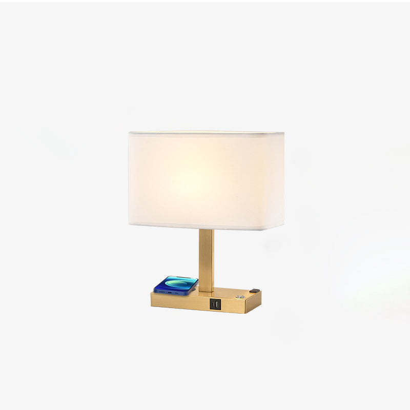 Modern Minimalist Rectangular Cloth Iron 1-Light Table Lamp For Living Room