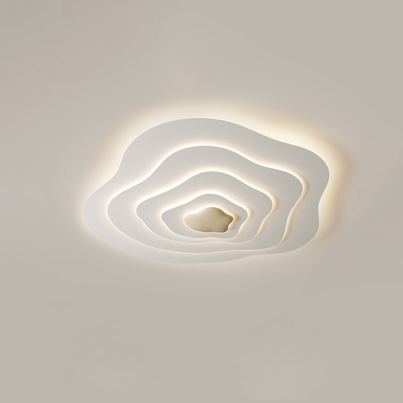 Modern Minimalist Cream Cloud Resin Iron LED Flush Mount Ceiling Light For Bedroom