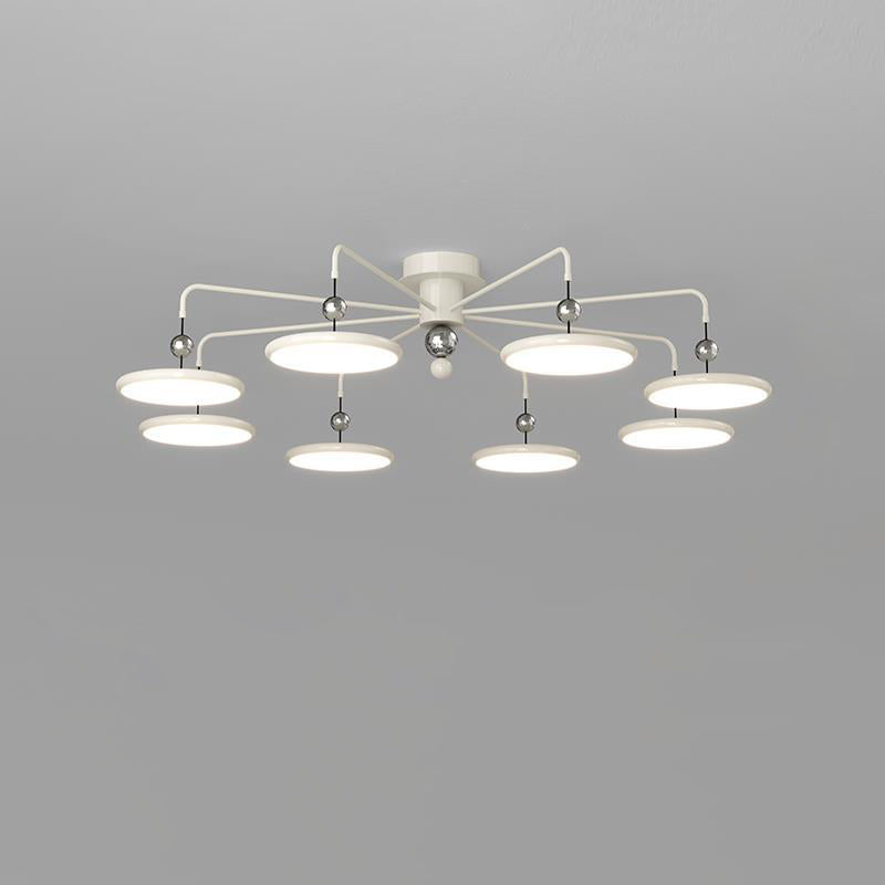 Contemporary Scandinavian Iron Frame Acrylic Flying Saucer LED Semi-Flush Mount Ceiling Light For Living Room