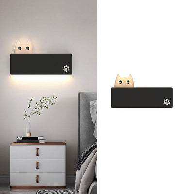 Modern Simplicity Cartoon Animal Cat Rectangular Iron LED Wall Sconce Lamp For Living Room