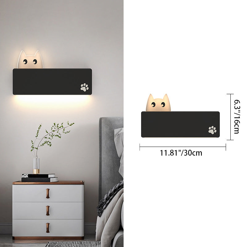 Modern Simplicity Cartoon Animal Cat Rectangular Iron LED Wall Sconce Lamp For Living Room