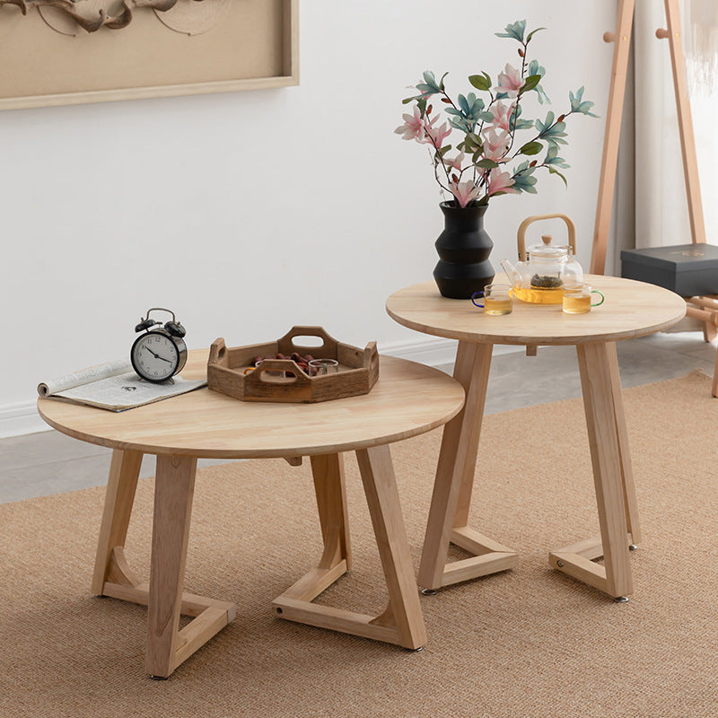 Contemporary Simplicity Round Wood V-Shaped Legs Coffee Table For Living Room