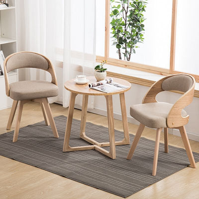 Contemporary Nordic Fabric Upholstered Wood Splayed Legs Dining Chair Curved Back For Dining Room