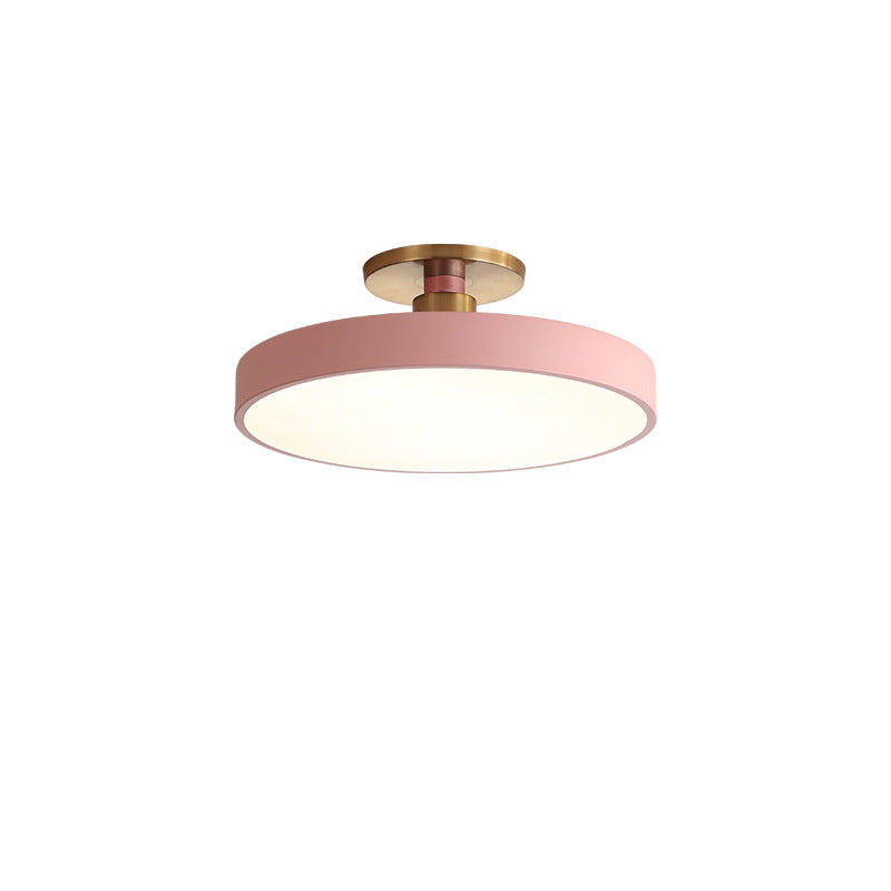 Contemporary Scandinavian Metal Acrylic Round LED Semi-Flush Mount Ceiling Light For Hallway