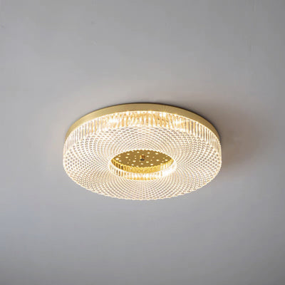 Modern Minimalist Round Copper Acrylic LED Flush Mount Ceiling Light For Bedroom