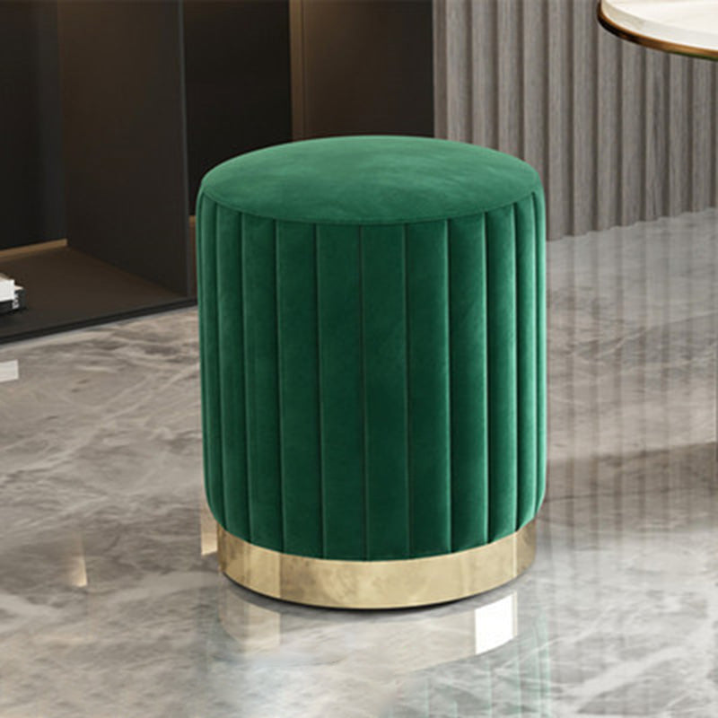 Modern Minimalist Round Velvet Top Metal Base Vanity Stool For Bedroom