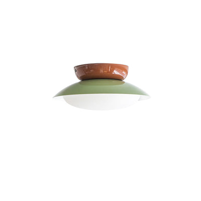 Contemporary Scandinavian Macaron Geometric Semicircle Shade LED Semi-Flush Mount Ceiling Light For Living Room