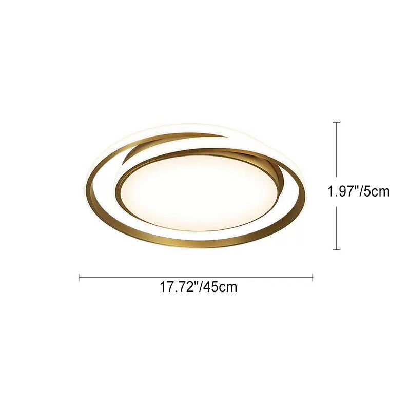 Modern Minimalist Round Circle Full Copper Acrylic LED Flush Mount Ceiling Light For Bedroom