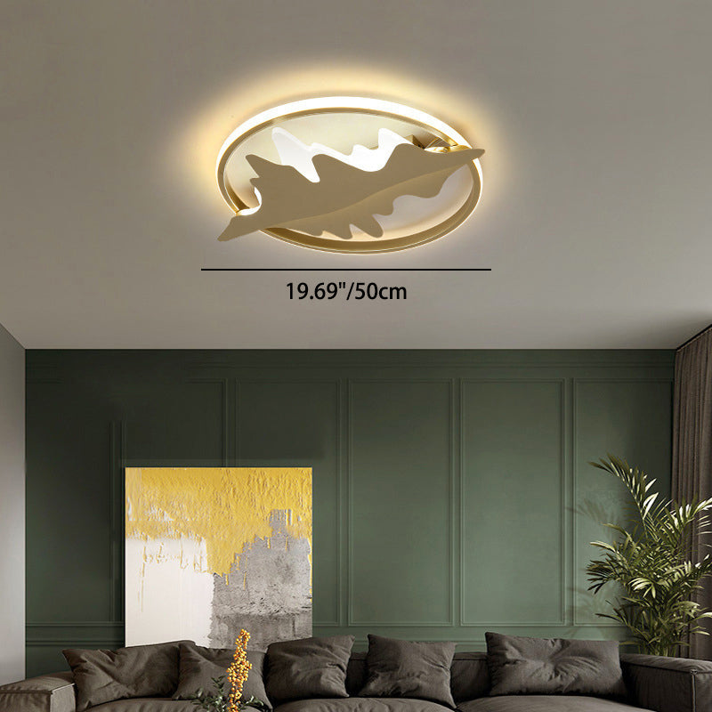 Modern Luxury Iron Acrylic Round Crown Heart Star Mountain LED Flush Mount Ceiling Light For Bedroom